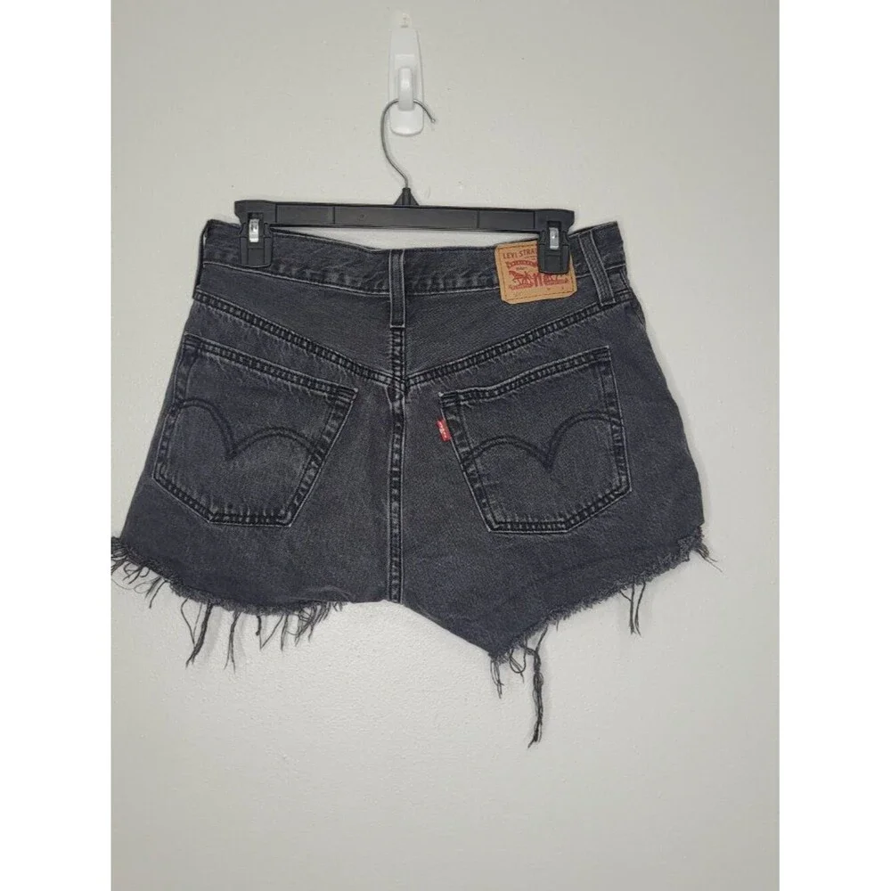 Levi's Women's 501 Original Shorts black raw hem button fly size 28